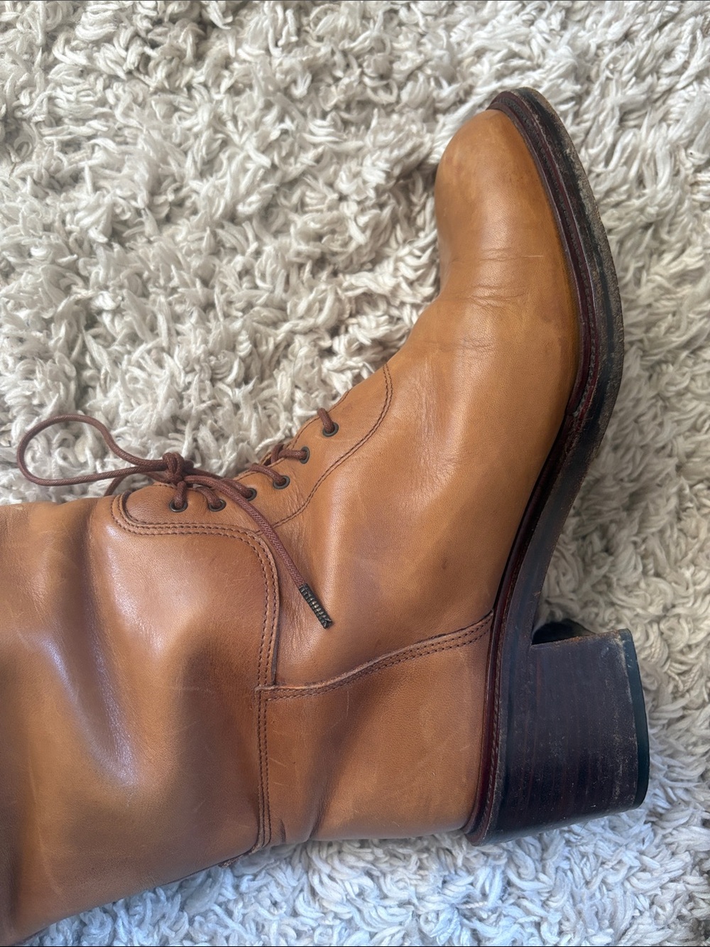 Vintage Ralph Lauren Women's Over-the-Knee Lace-Up Leather Boots - Picture 4 of 5